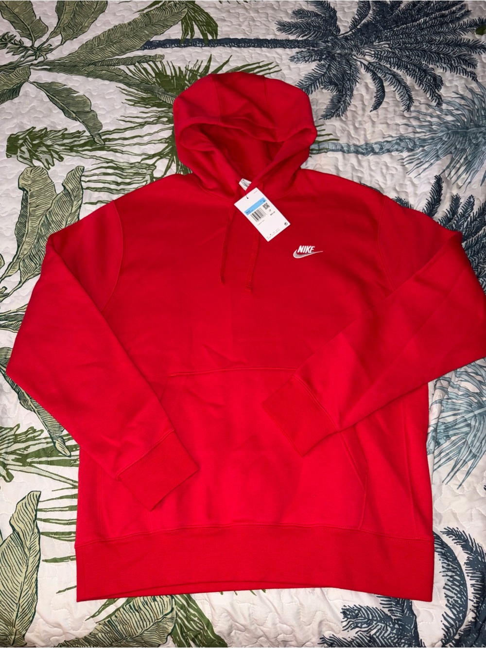 Nike Red Men's Hoodie with White Swoosh